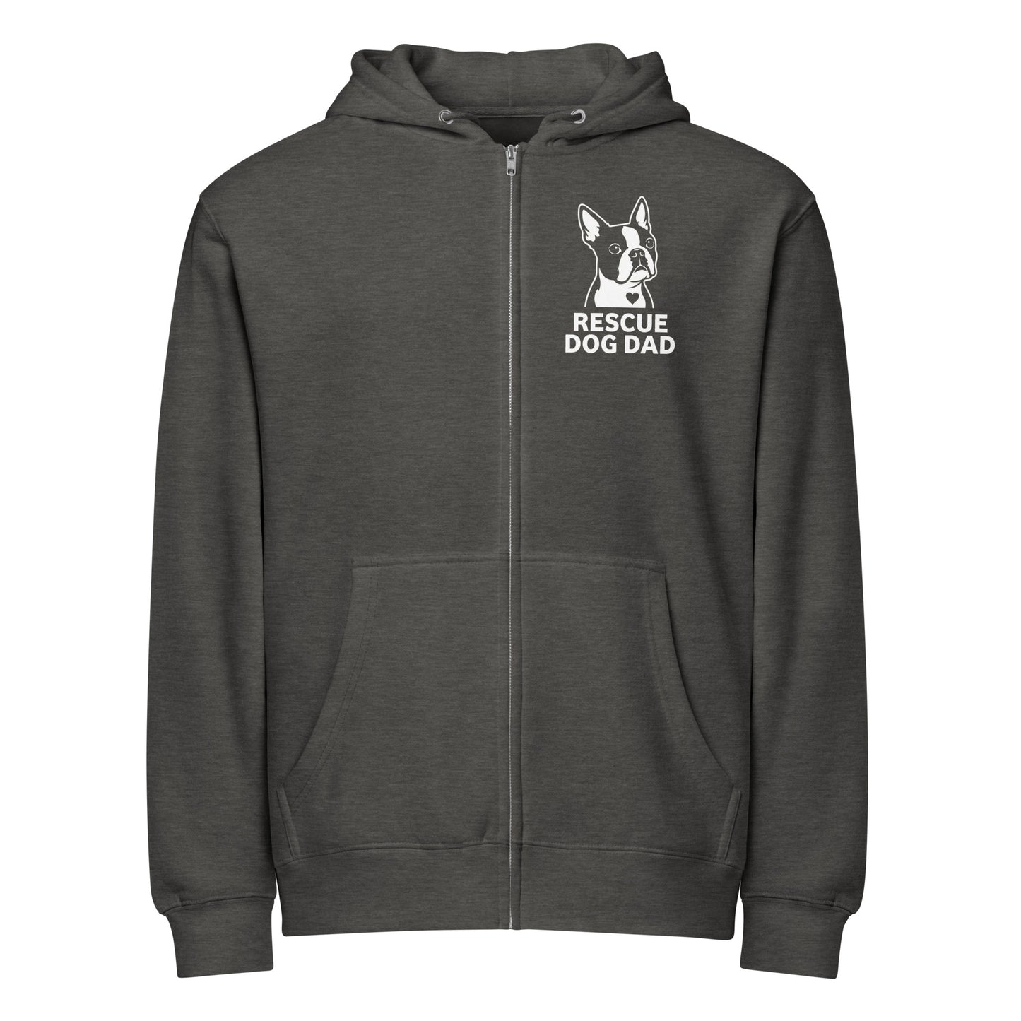 Rescue Dog Dad Premium Full Zip Hoodie . Charcoal Heather