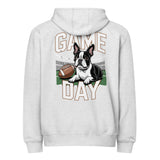 Football Boston Terrier Dog Game Day Premium Zip Hoodie . Heather Grey