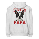 Boston Papa Premium Zip Hoodie . Heather Grey