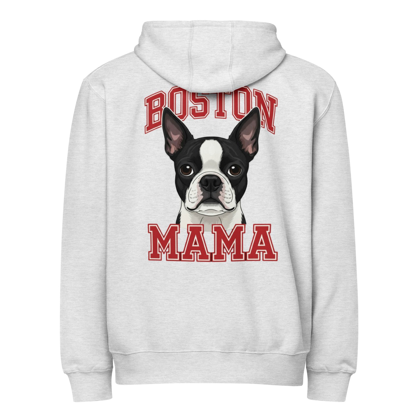 Boston Mama Premium Zip Hoodie . Heather Grey