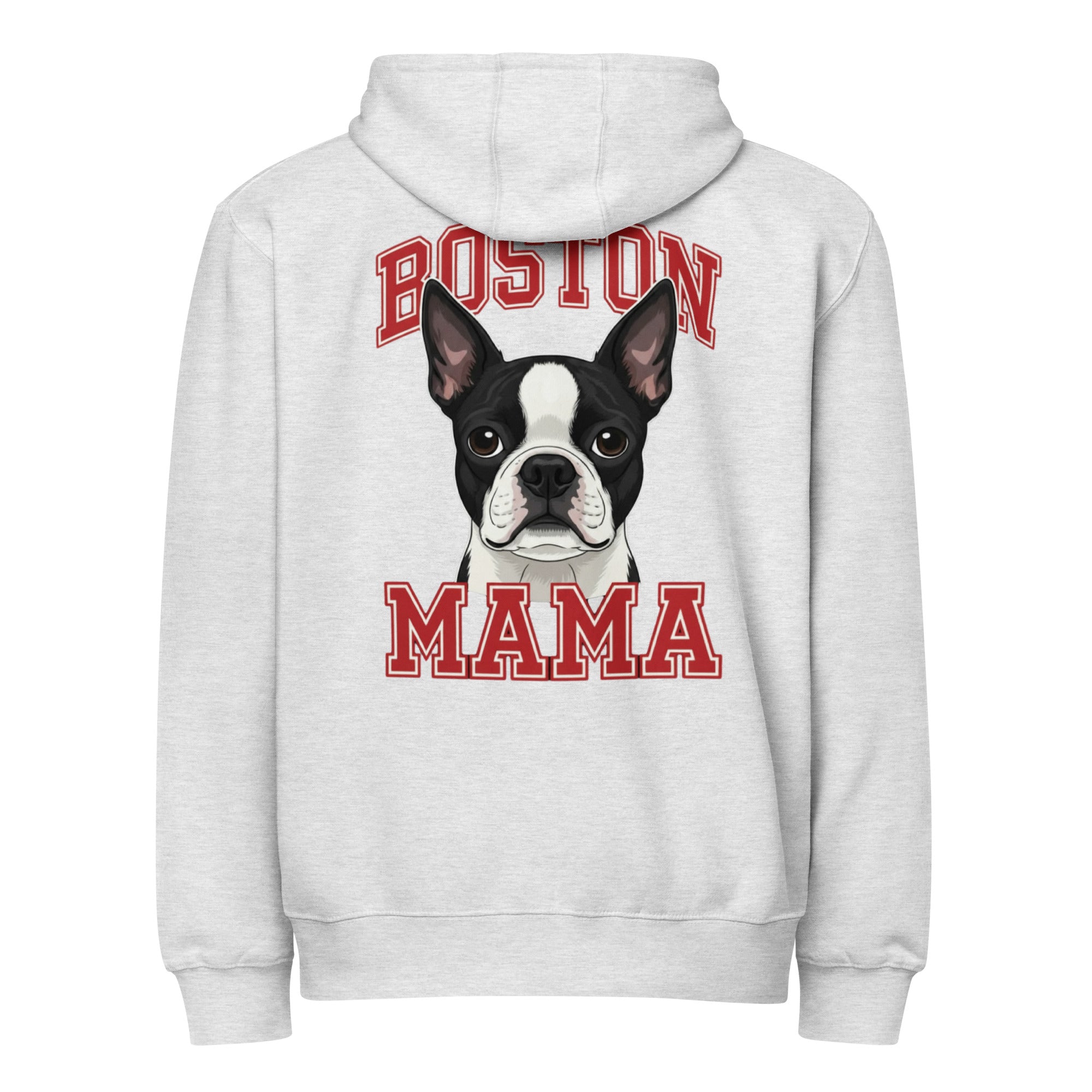 Boston Mama Premium Zip Hoodie . Heather Grey