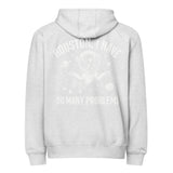 Houston, I Have So Many Problems - Funny Boston Terrier Astronaut Premium Full Zip Hoodie . Heather Grey