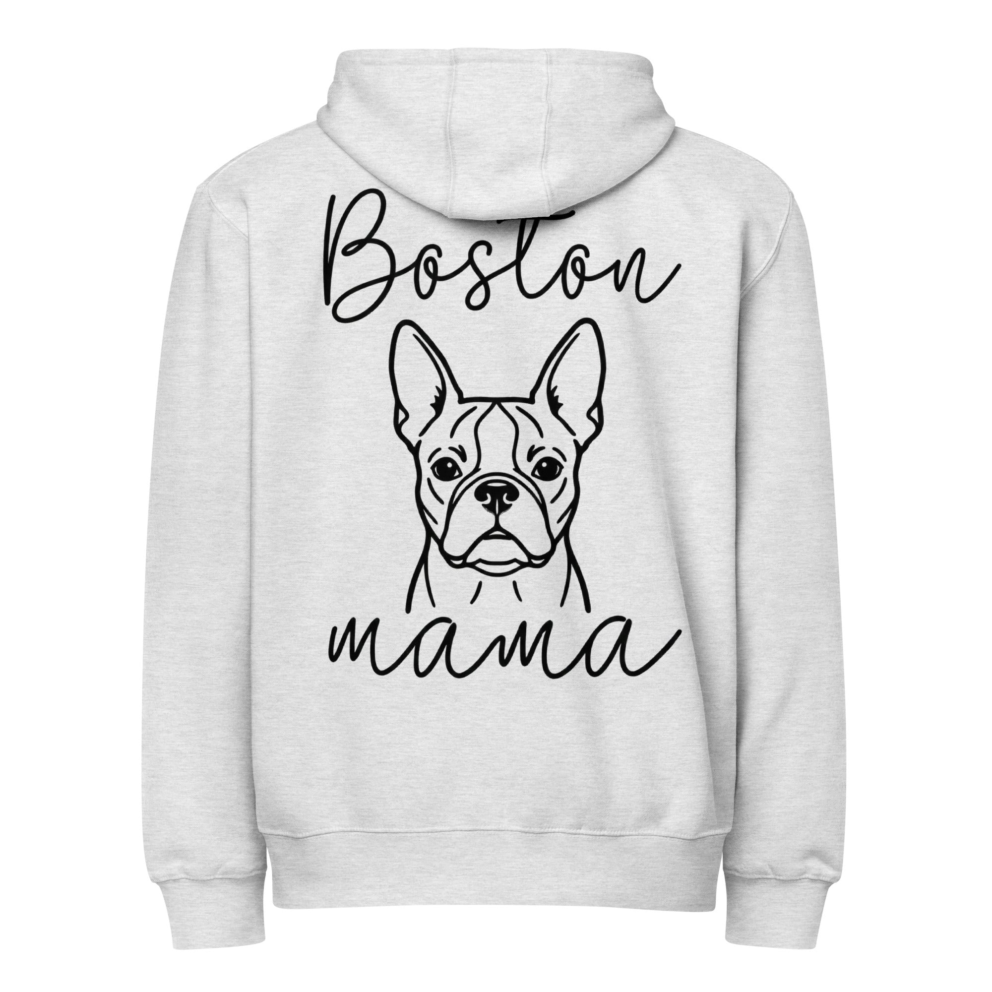 Boston Mama Mode Premium Full Zip Hoodie . Heather Grey