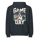 Football Boston Terrier Dog Game Day Premium Zip Hoodie . Navy