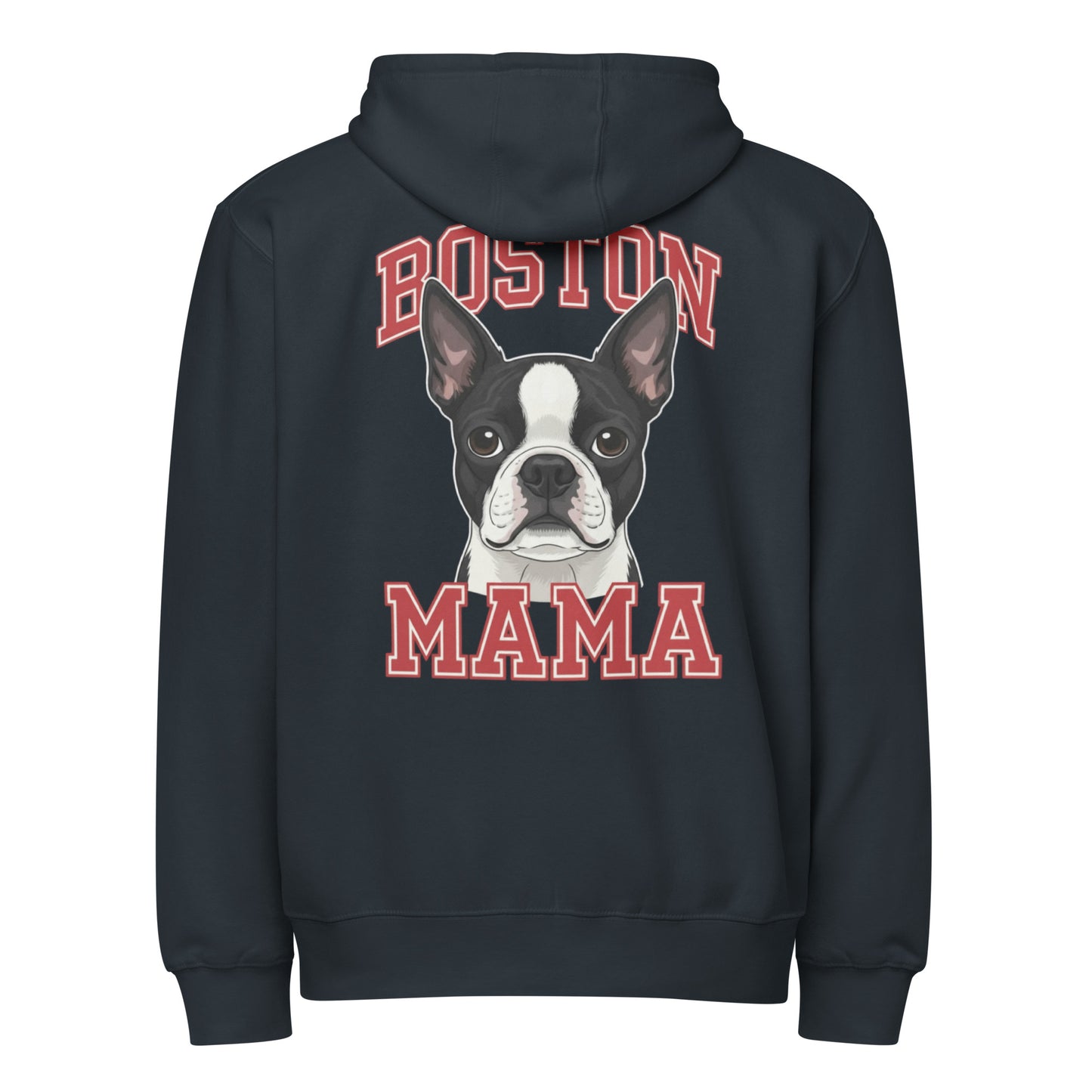 Boston Mama Premium Zip Hoodie . Navy