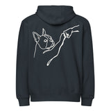 Dog Fist Bump Premium Full Zip Hoodie . Navy