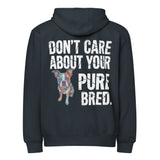 Colored Boston Terrier Dog - Don't Care About Your Pure Bred Premium Full Zip Hoodie . Navy