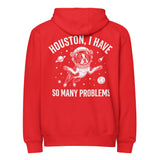 Houston, I Have So Many Problems - Funny Boston Terrier Astronaut Premium Full Zip Hoodie . Red
