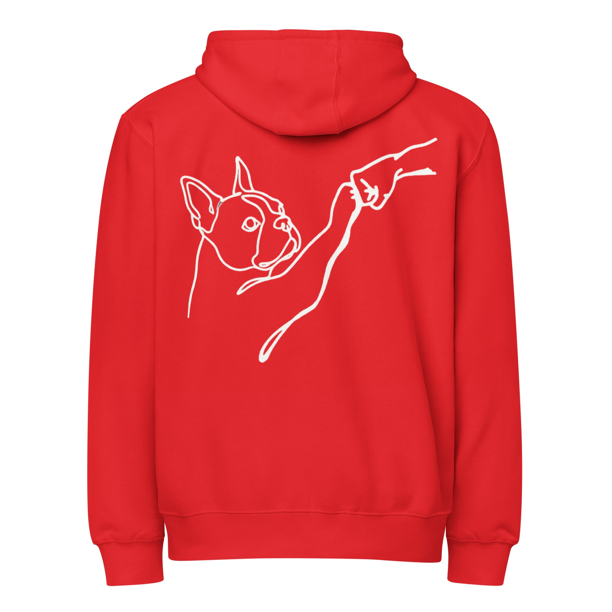 Dog Fist Bump Premium Full Zip Hoodie . Red