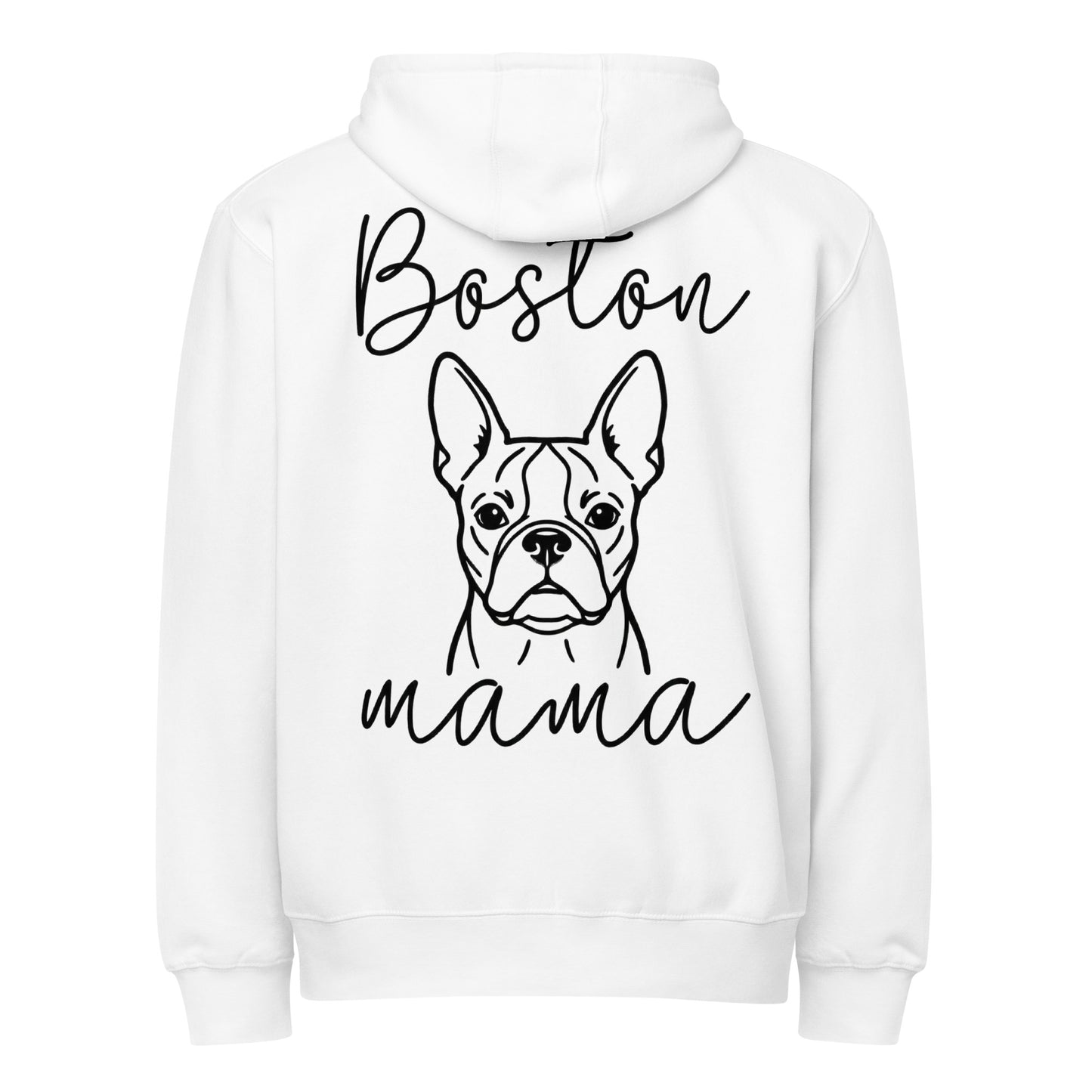 Boston Mama Mode Premium Full Zip Hoodie . White