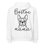 Boston Mama Mode Premium Full Zip Hoodie . White