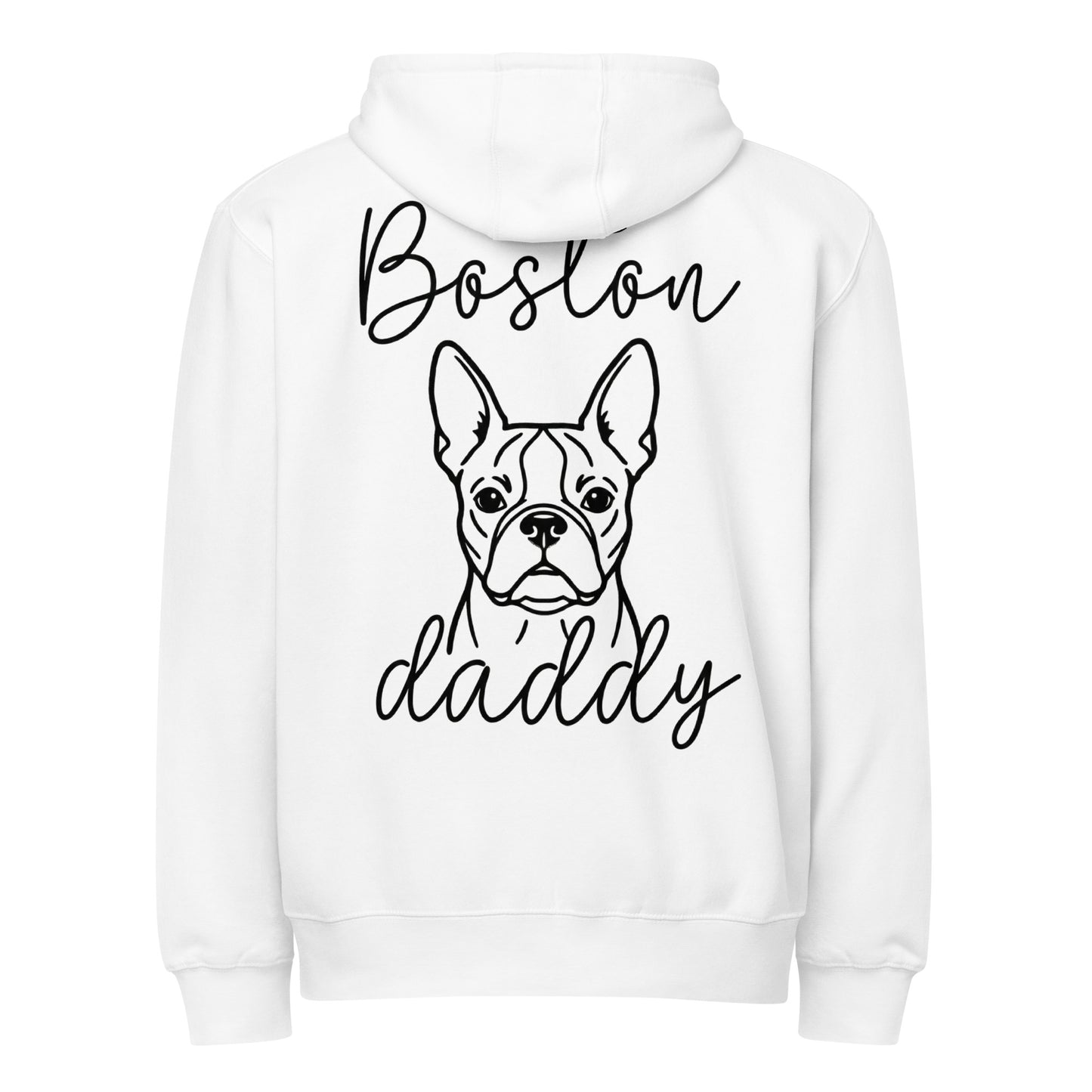 Boston Daddy Mode Premium Full Zip Hoodie . White