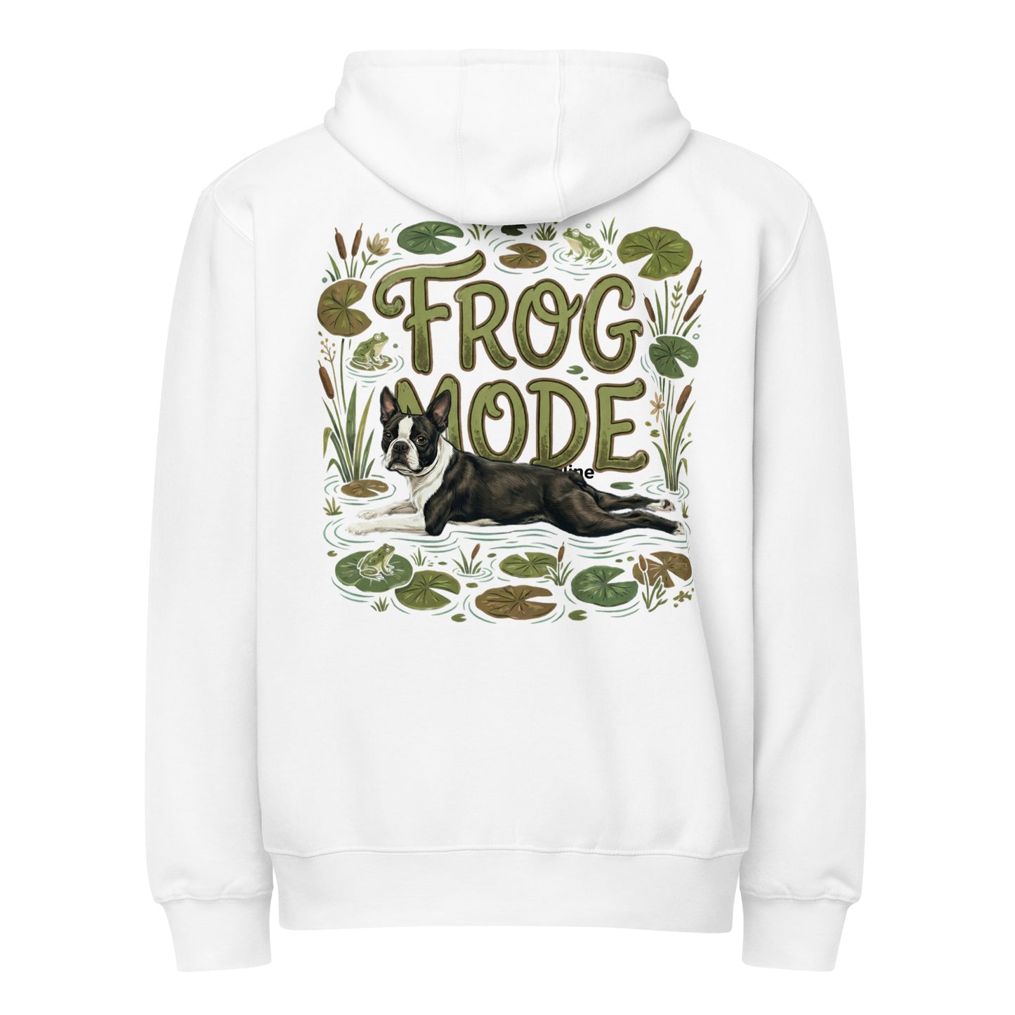 Frog Mode Boston Terrier Dog Frog Legs Premium Full Zip Hoodie . White