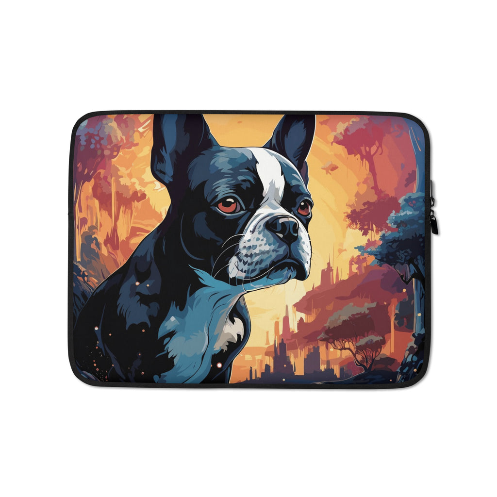 Artistic Representation Of A Boston Terrier In A Surreal Place Laptop Sleeve