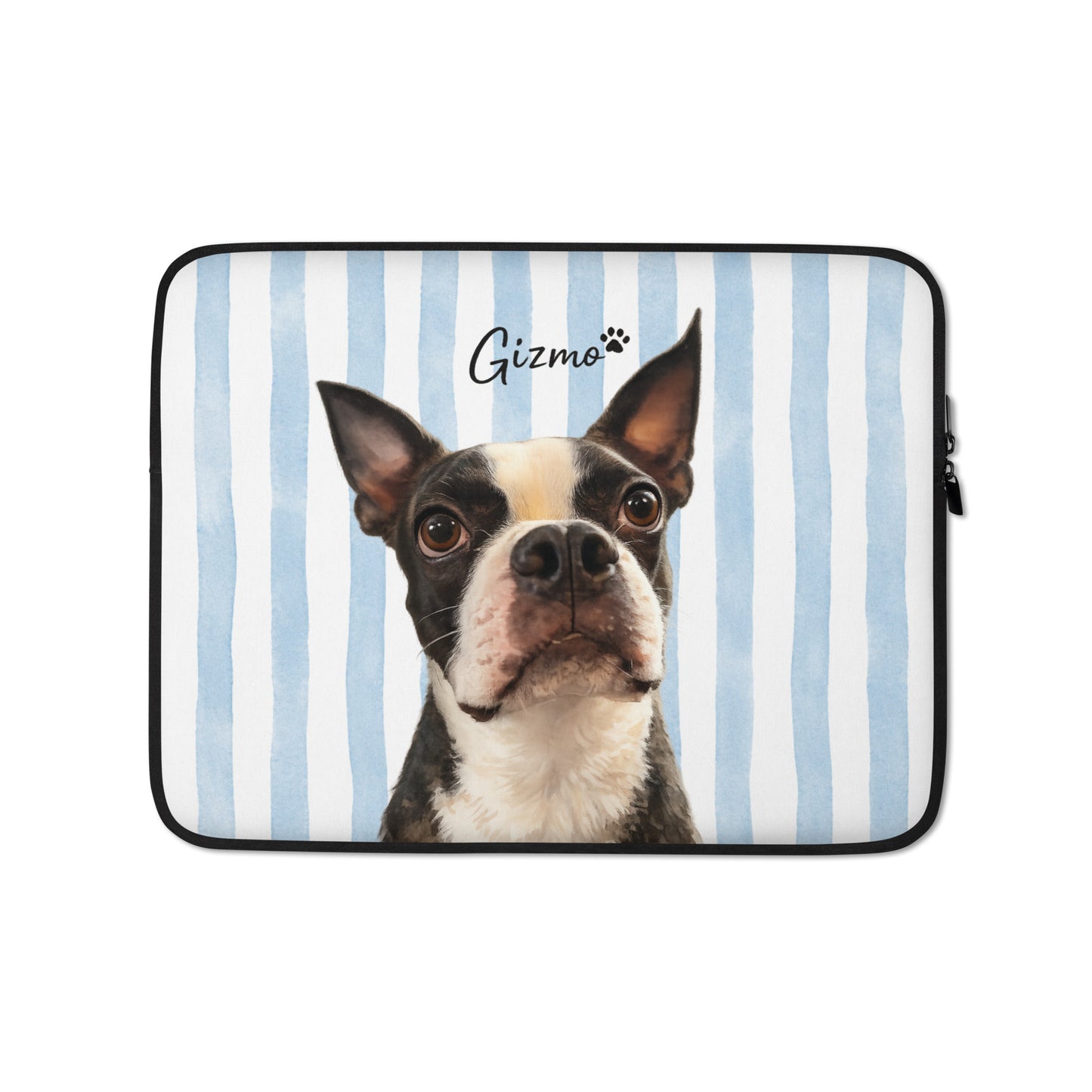 Custom Striped Dog Portait Laptop Sleeve . 13″