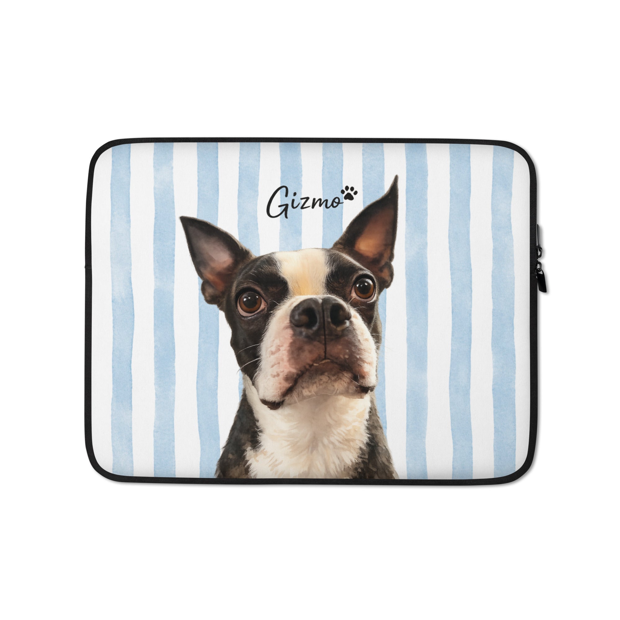 Custom Striped Dog Portait Laptop Sleeve . 13″