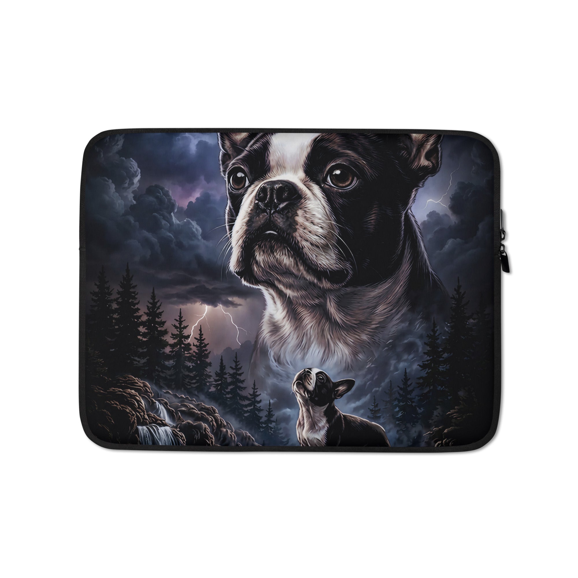 Storm Guardian Majestic Boston Terrier Night Art Laptop Sleeve . 13″