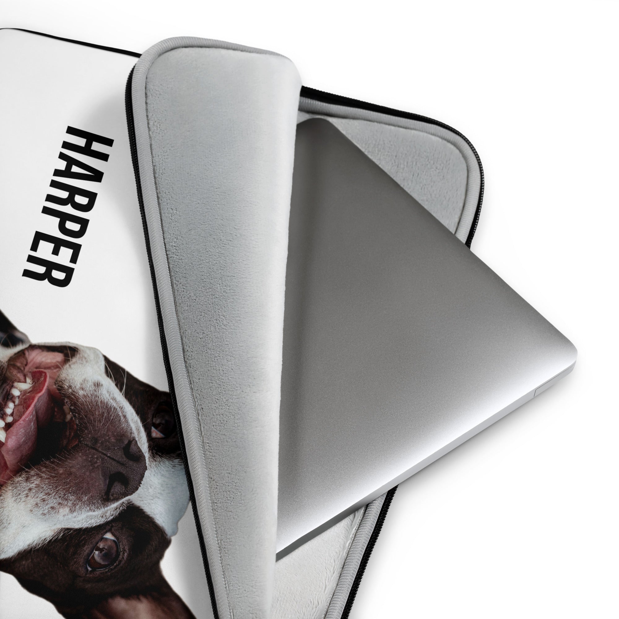 Dog Laptop Sleeve with Custom Portrait Personalized Dog Name