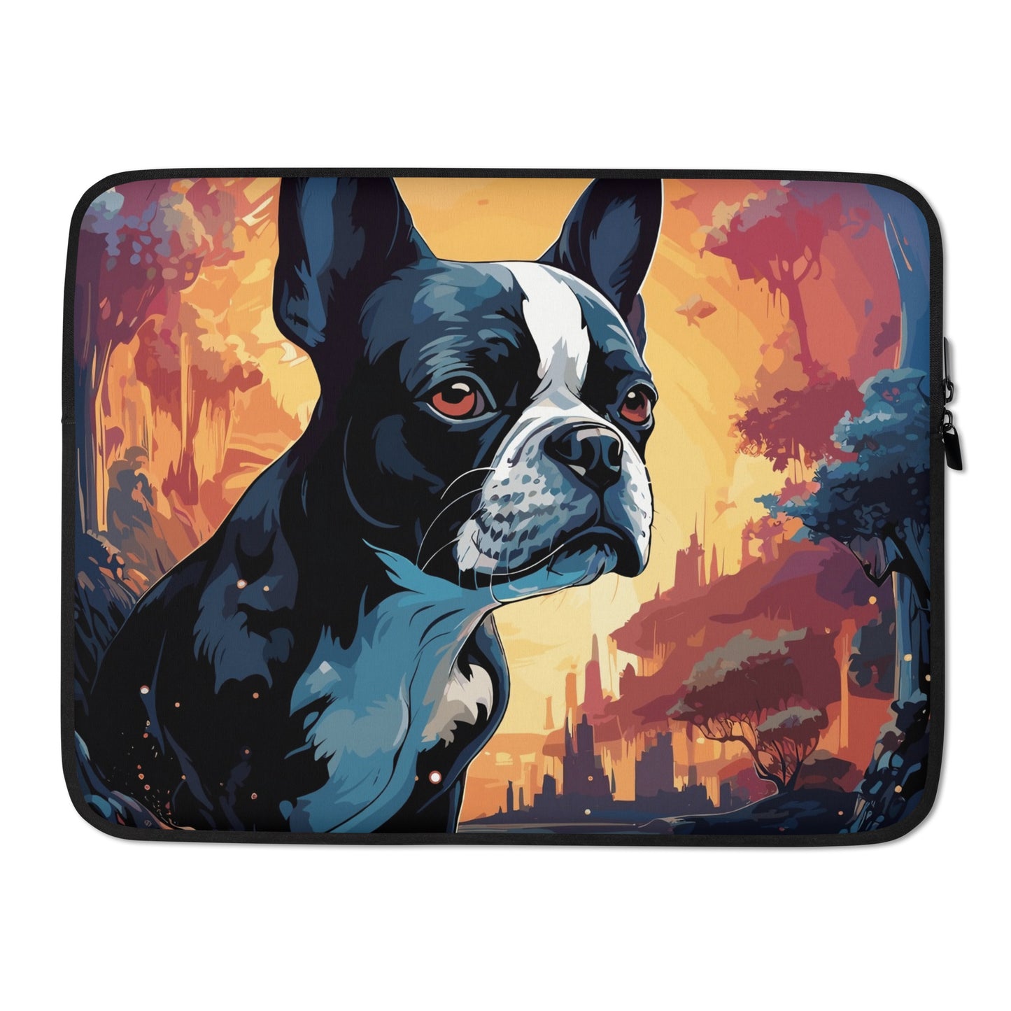 Artistic Representation Of A Boston Terrier In A Surreal Place Laptop or Tablet Sleeve