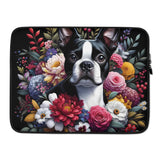 Floral Boston Terrier Dog Laptop or Tablet Sleeve