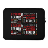 Boston Terrier World Collage Black Laptop Sleeve . 15″
