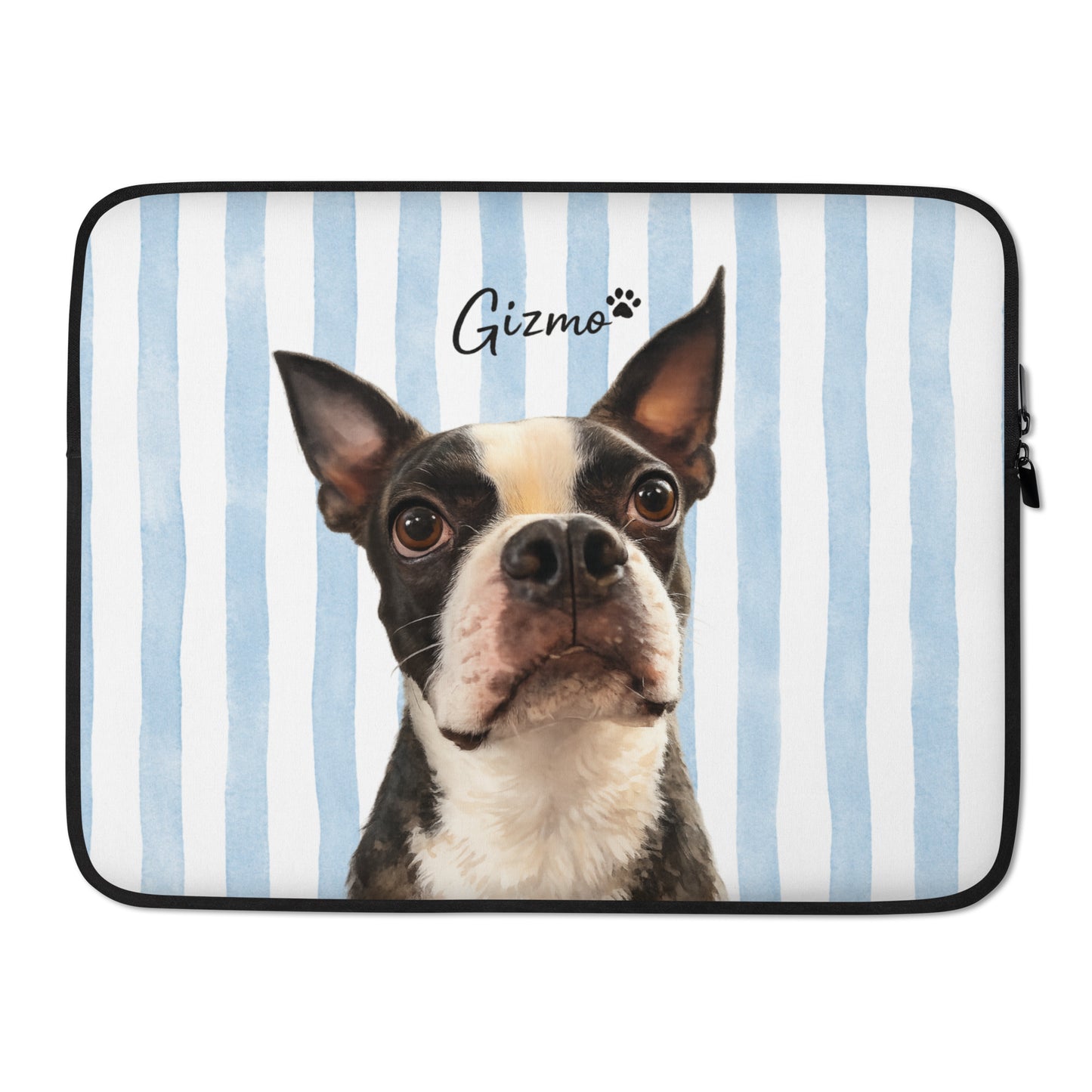 Custom Striped Dog Portait Laptop Sleeve . 15″
