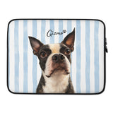 Custom Striped Dog Portait Laptop Sleeve . 15″