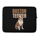 Brown Red Boston Terrier Dog Laptop Sleeve . 15″