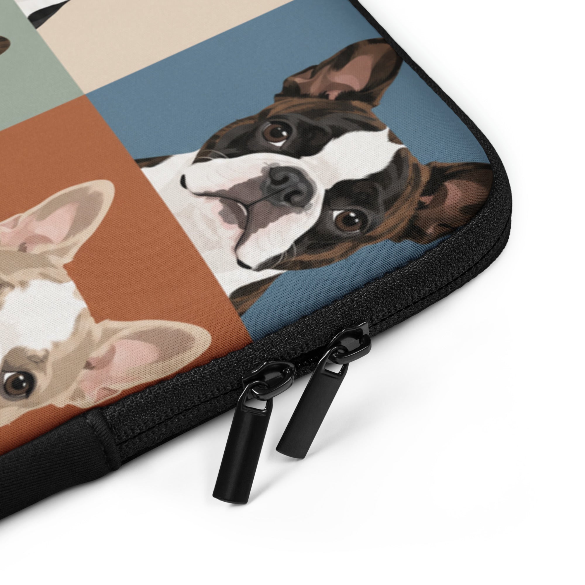Pop Art Style Colored Boston Terriers Modern Tiles Pattern Laptop Sleeve .