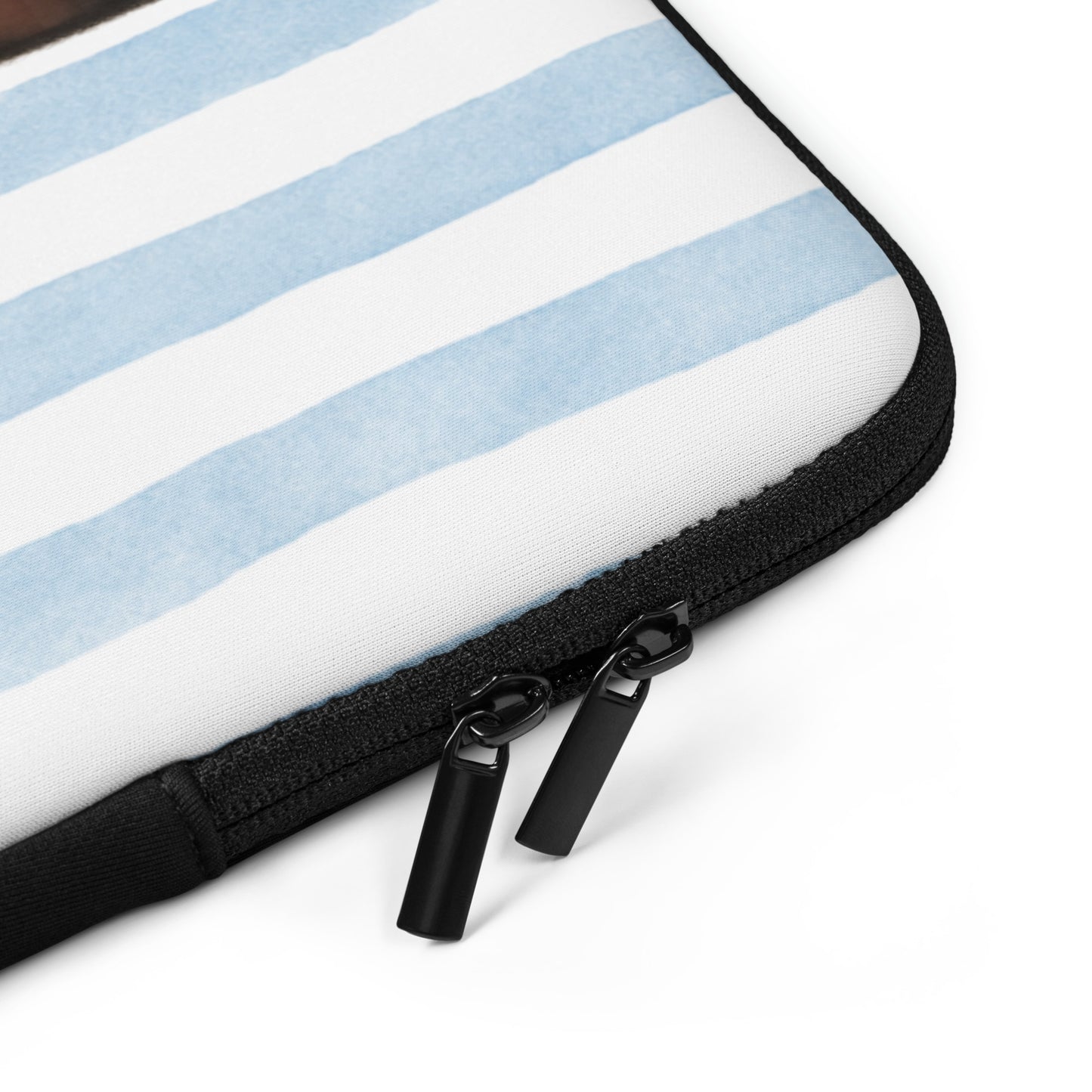 Custom Striped Dog Portait Laptop Sleeve .