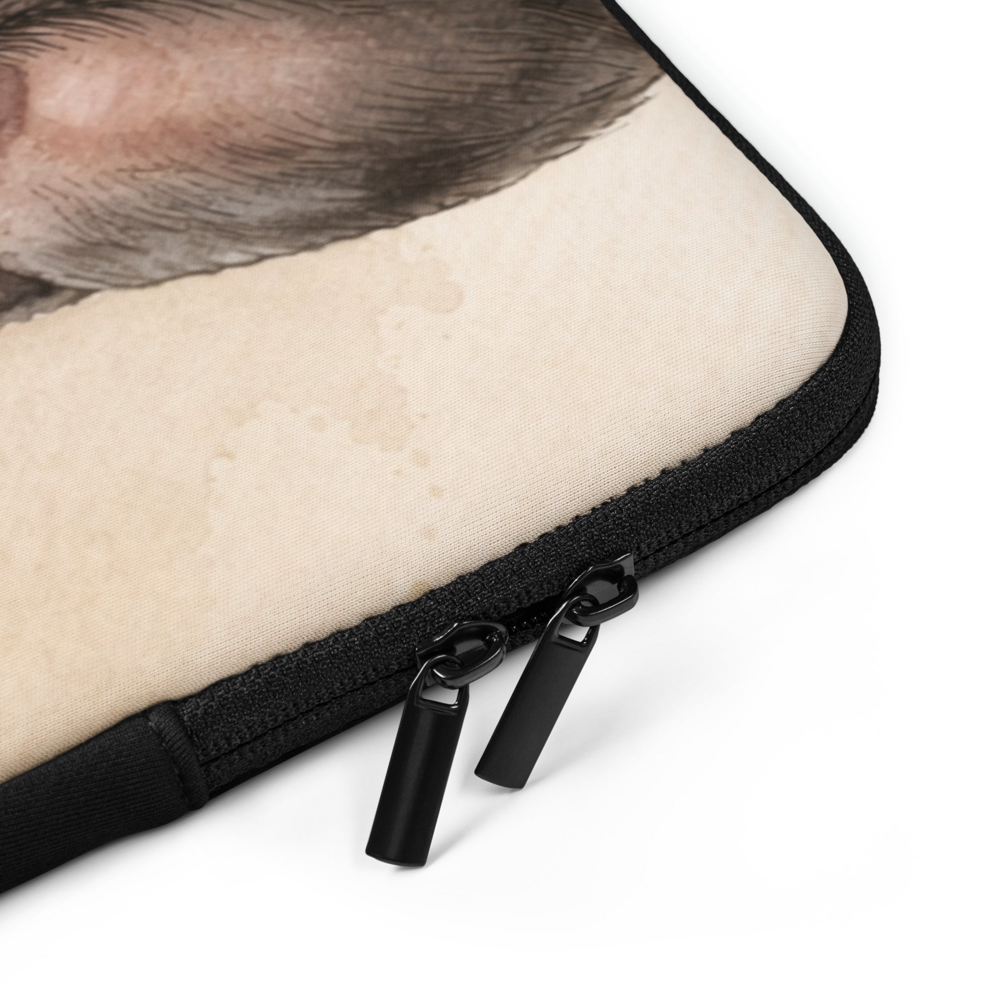 Watercolor Boston Terrier Dog Beige Laptop Sleeve .