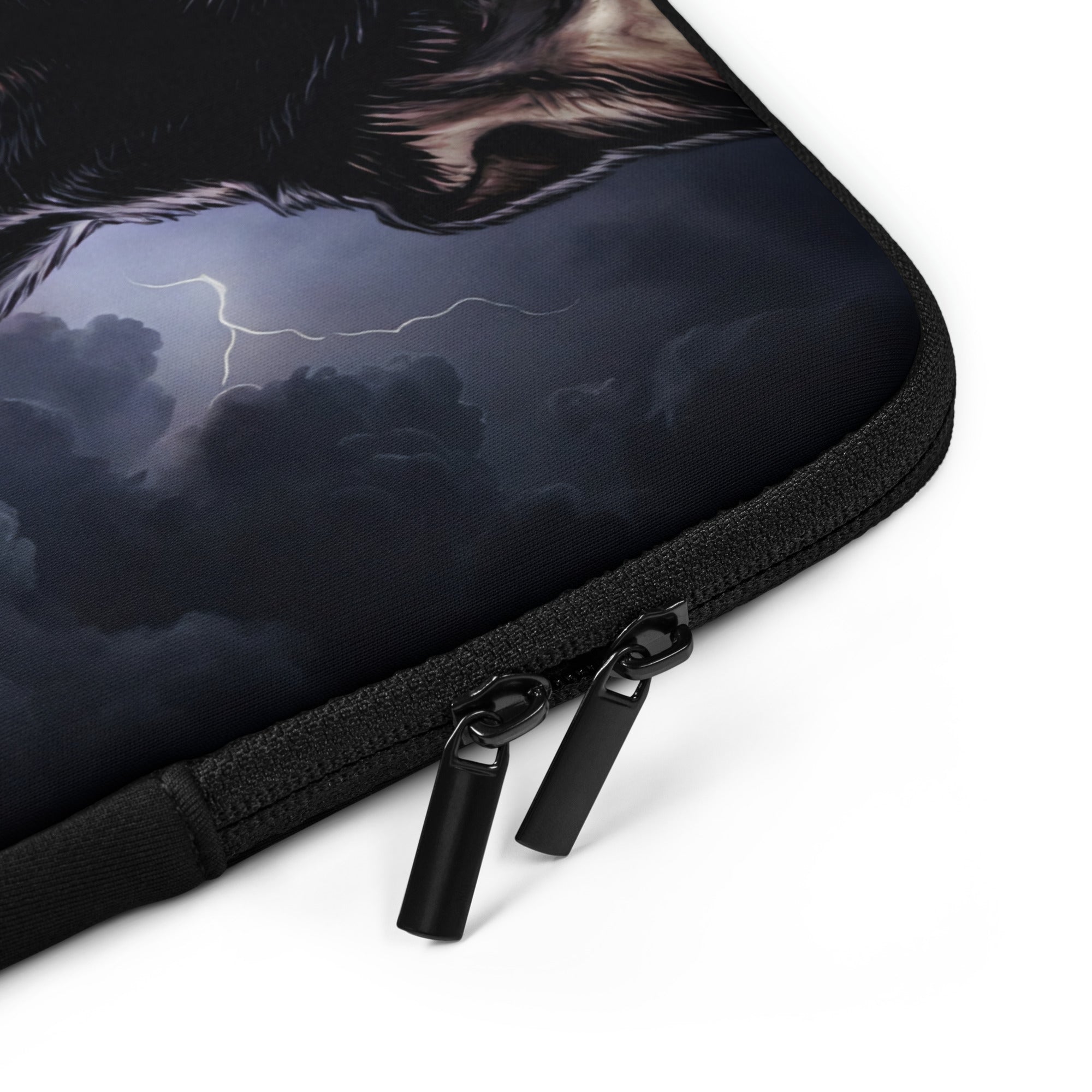 Storm Guardian Majestic Boston Terrier Night Art Laptop Sleeve .