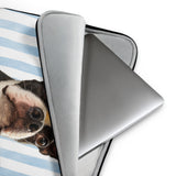 Custom Striped Dog Portait Laptop Sleeve .