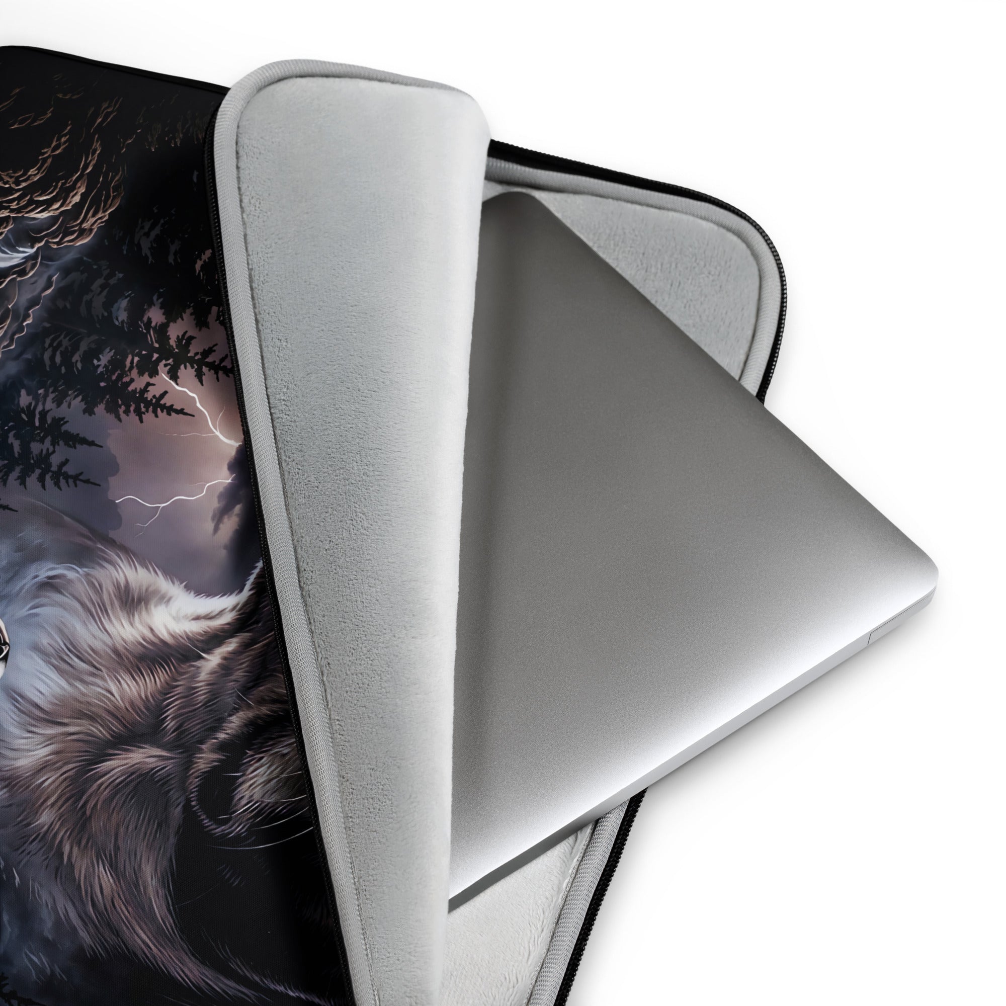 Storm Guardian Majestic Boston Terrier Night Art Laptop Sleeve .