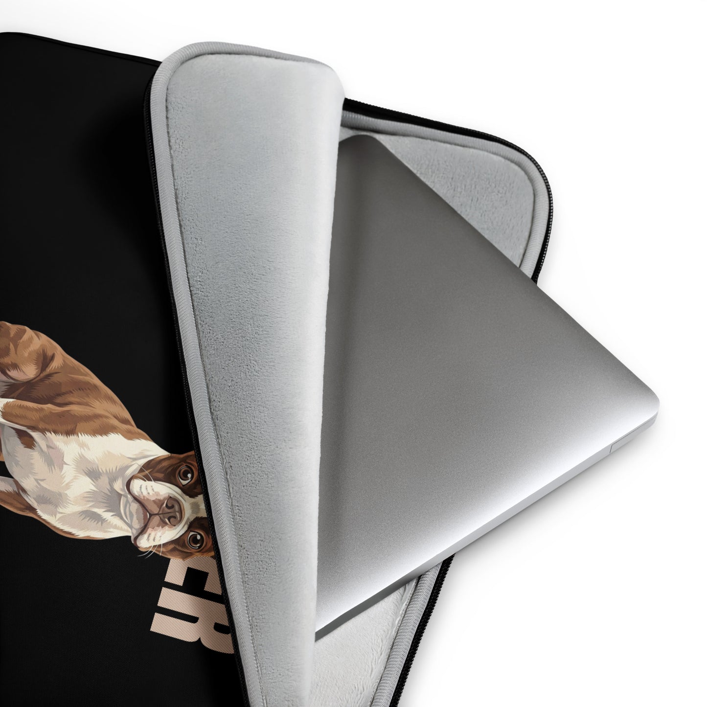 Brown Red Boston Terrier Dog Laptop Sleeve .