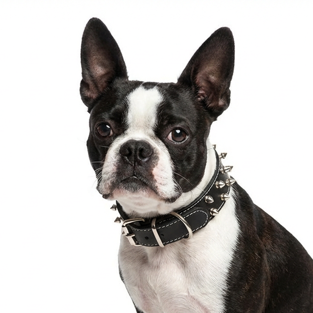 Large Spiked Studded PU Leather Dog Collar .