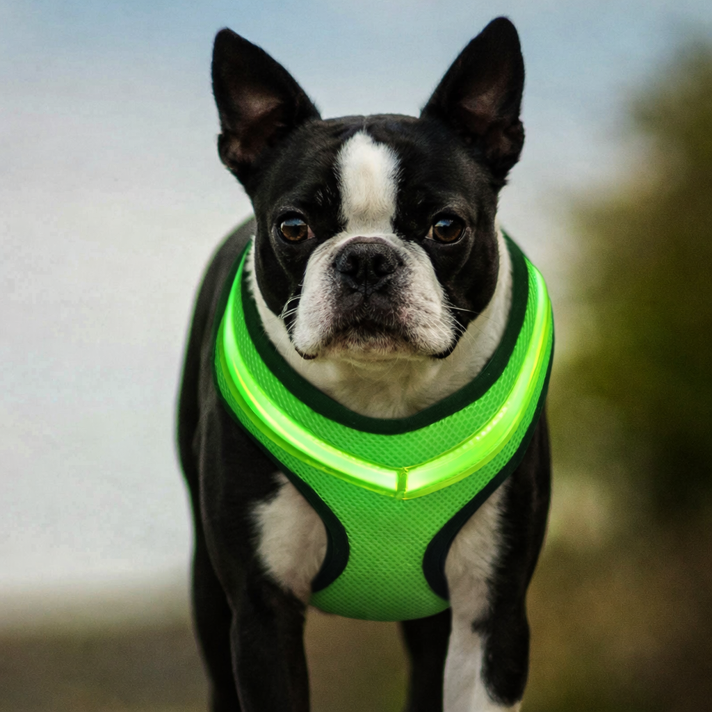 LED Luminous Safety Reflective Dog Harness - USB Rechargeable .