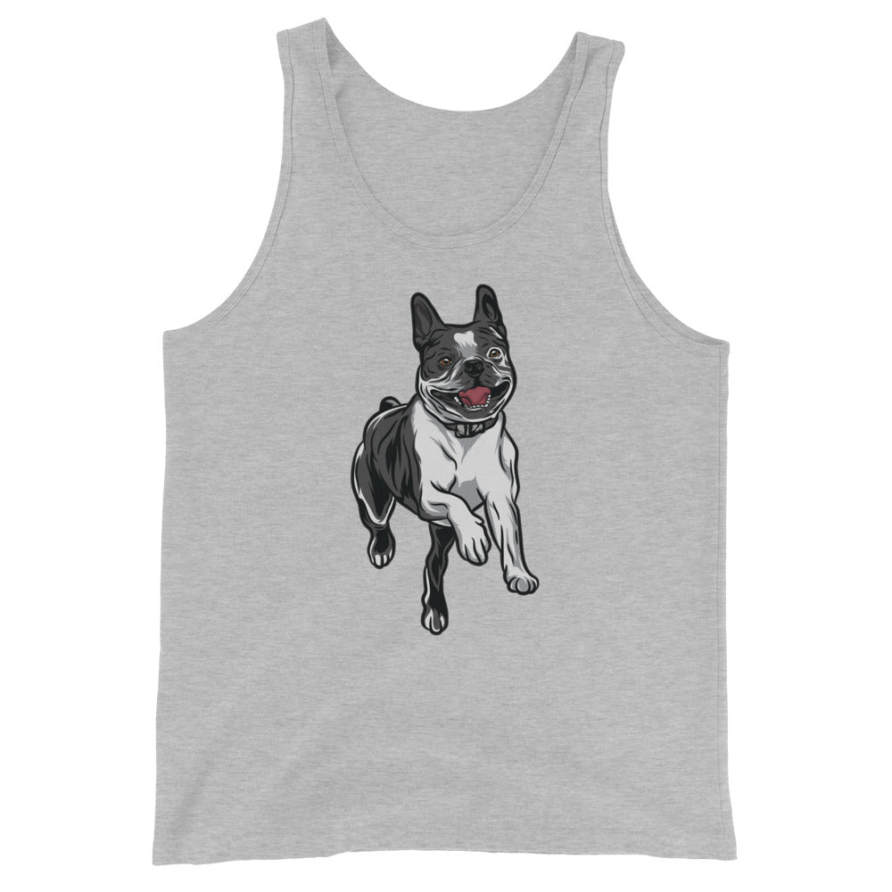 Happy Boston Terrier Running Unisex Tank Top