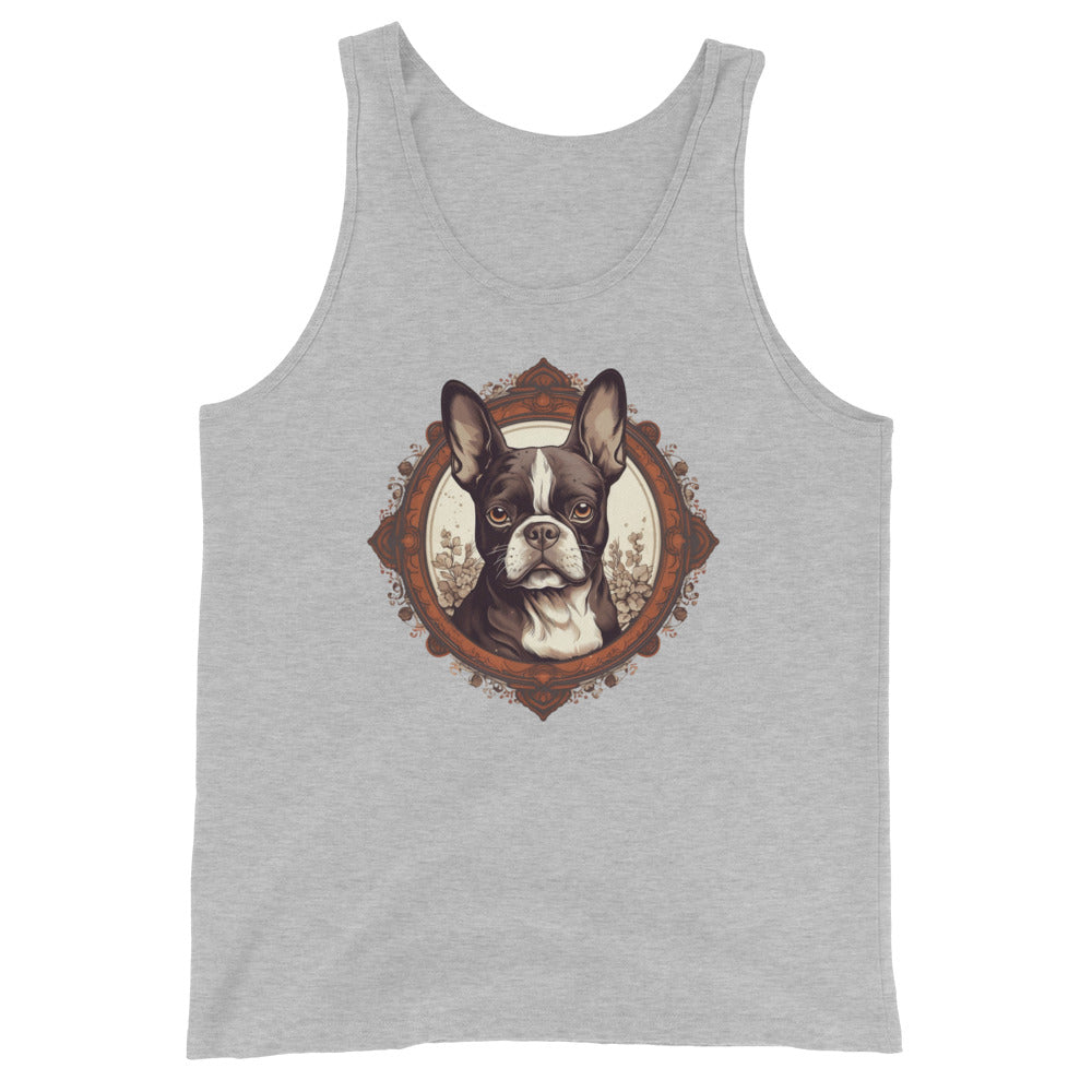 Vintage-Inspired Red Brown Boston Terrier Unisex Tank Top