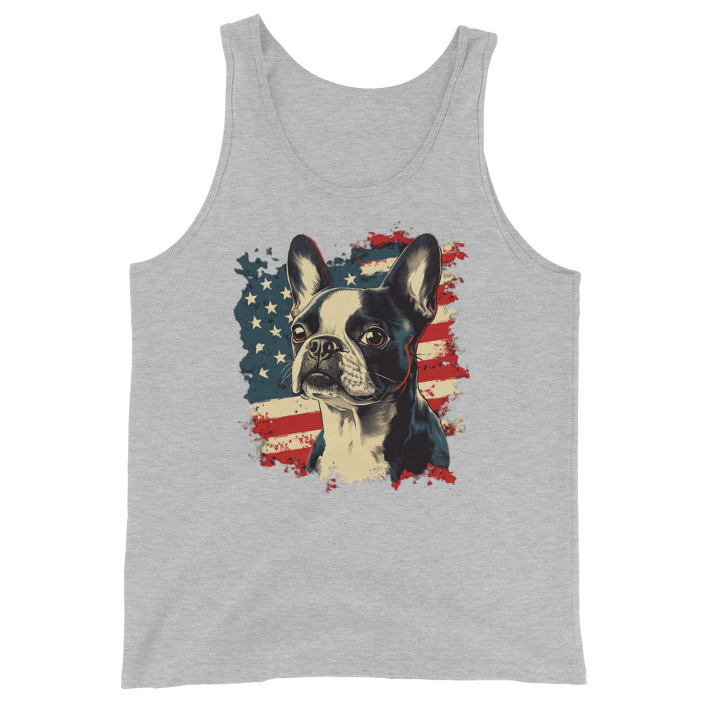 Patriotic Boston Terrier USA Flag Unisex Tank Top