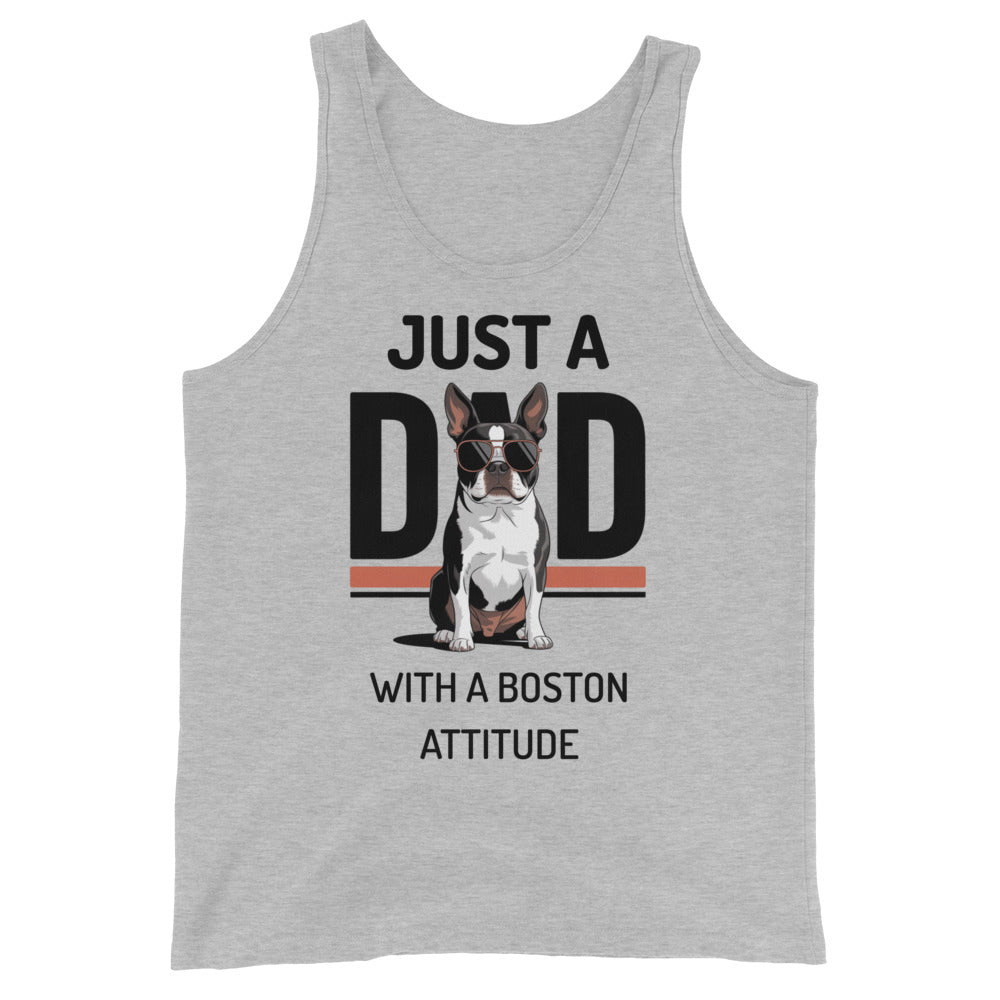 Just A Dad With A Boston Attitude Tank Top . Athletic Heather