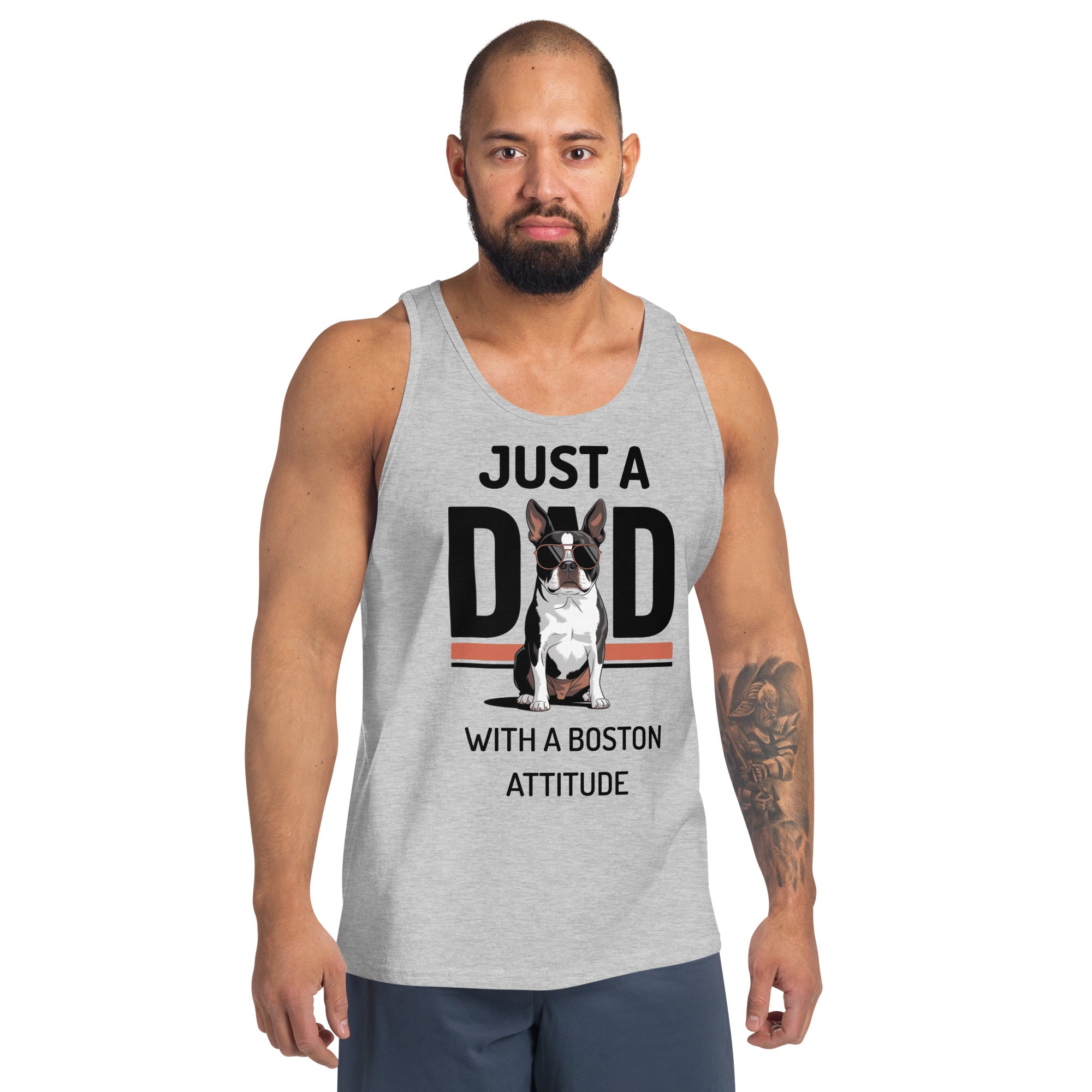Just A Dad With A Boston Attitude Tank Top .