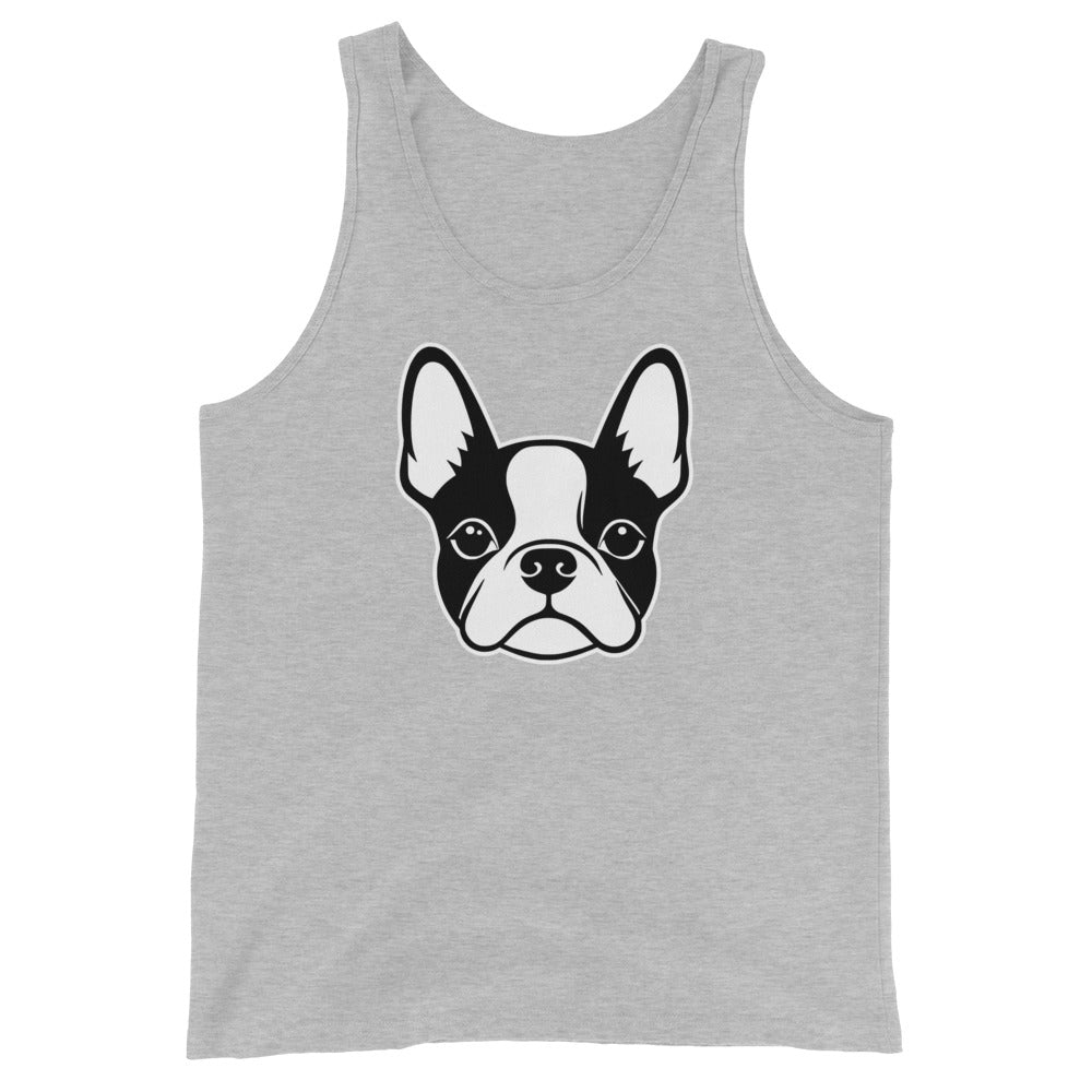 Boston Terrier Dog Face Unisex Tank Top . Athletic Heather