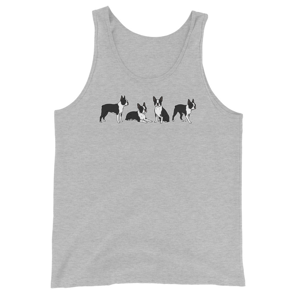 4 Boston Terrier Poses Unisex Tank Top . Athletic Heather