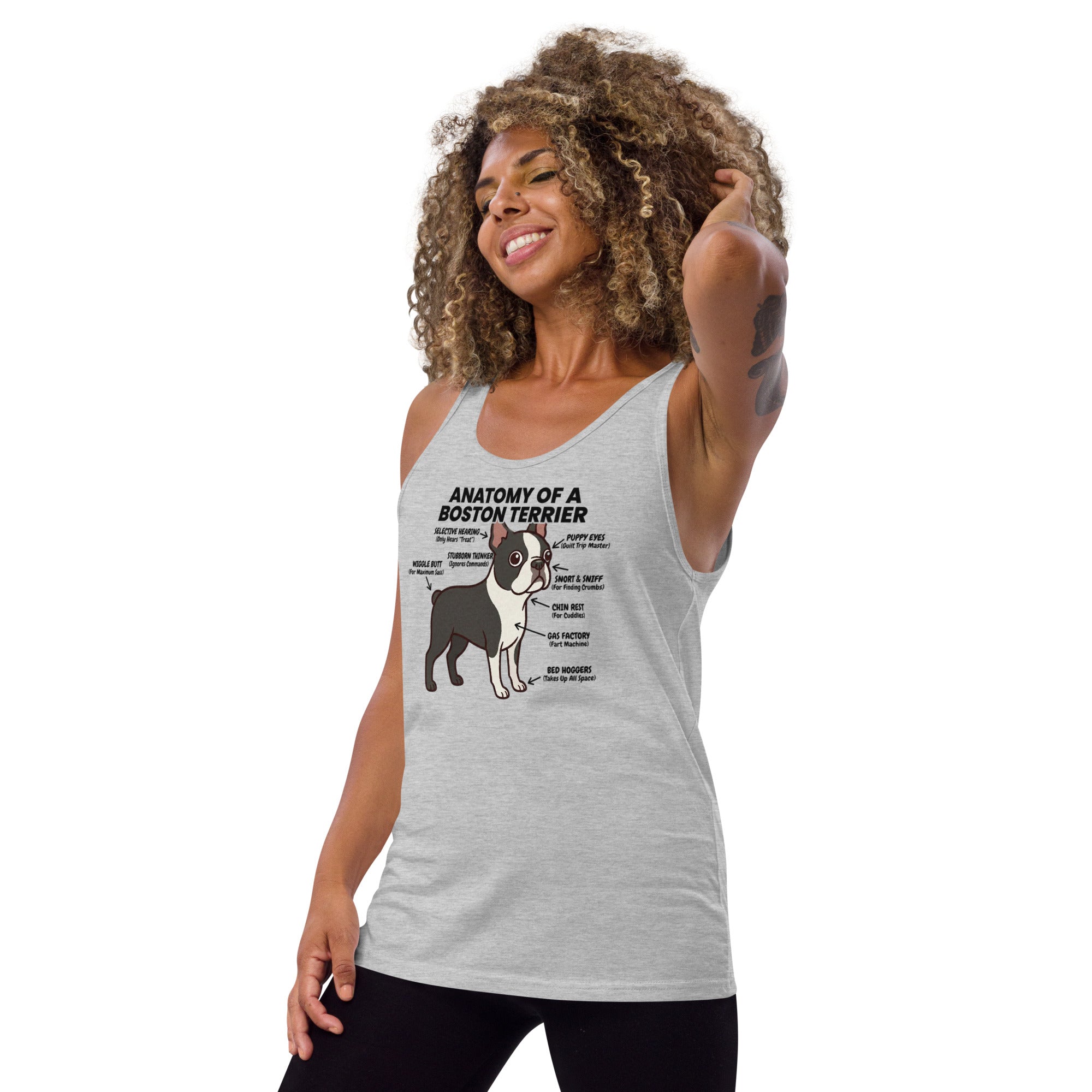 Boston Terrier Dog Anatomy Unisex Tank Top .