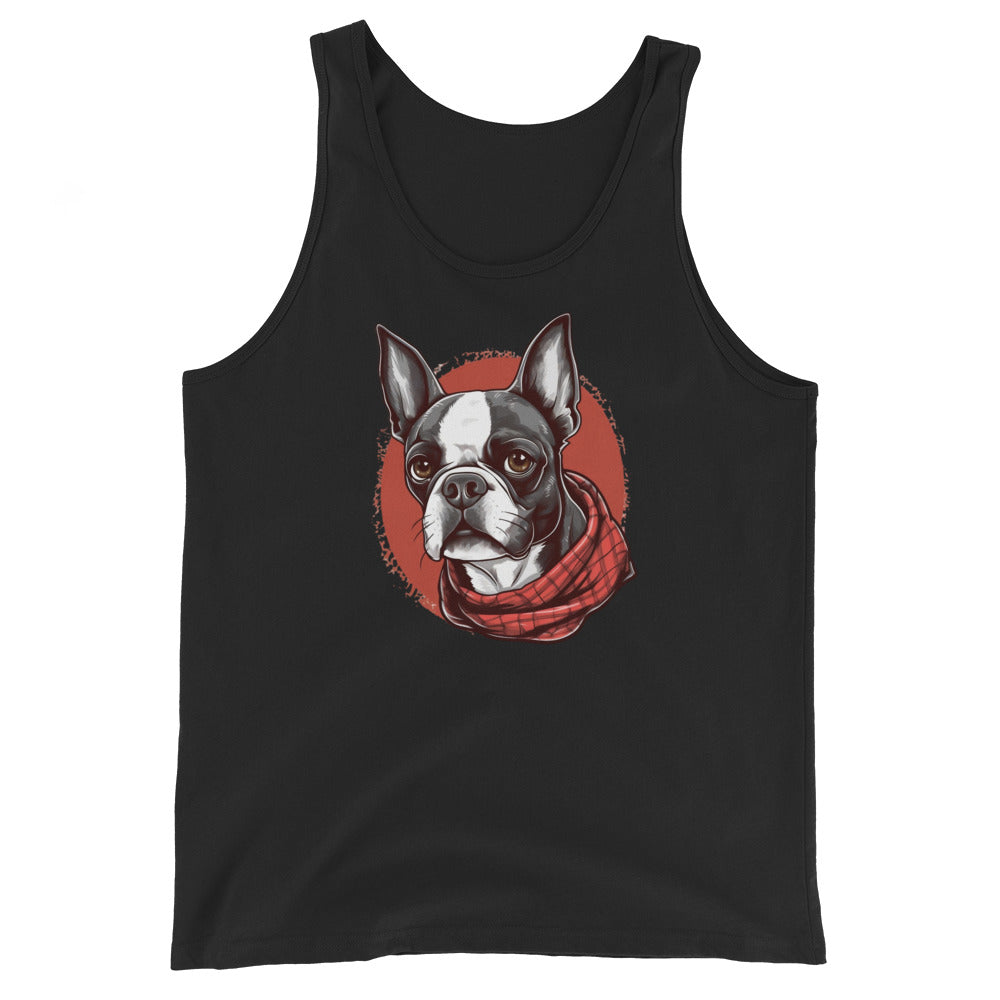 Boston Terrier Red Bandana Unisex Tank Top