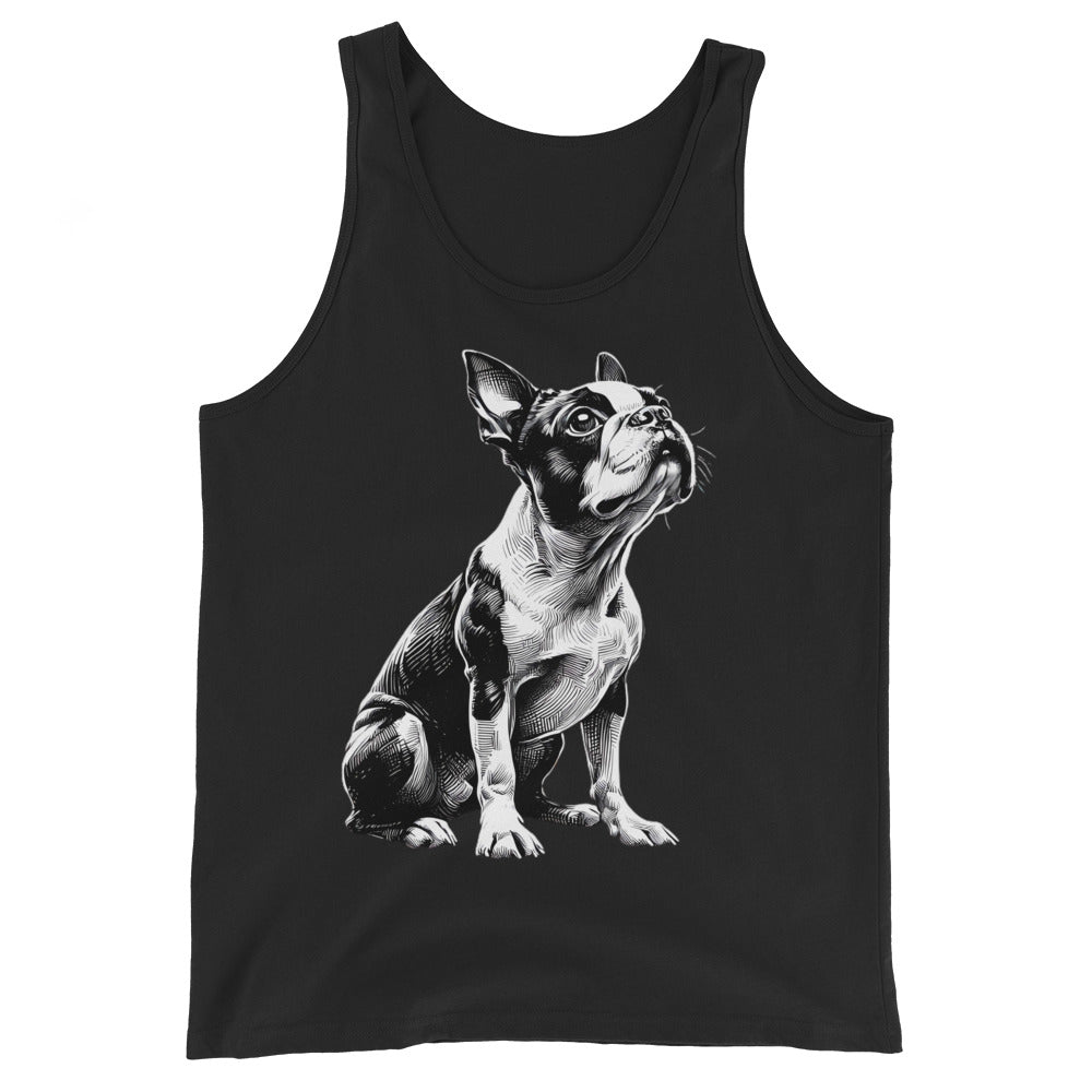 Boston Terrier Line Art Unisex Tank Top