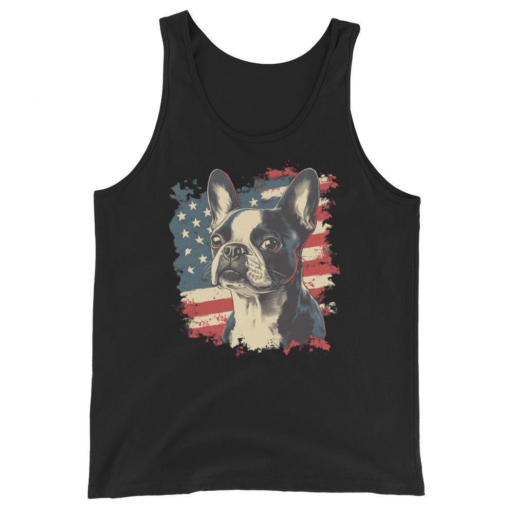 Patriotic Boston Terrier USA Flag Unisex Tank Top