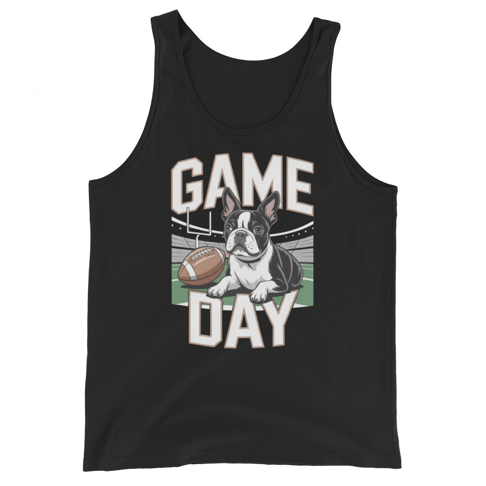 Football Boston Terrier Dog Game Day Unisex Tank Top . Black