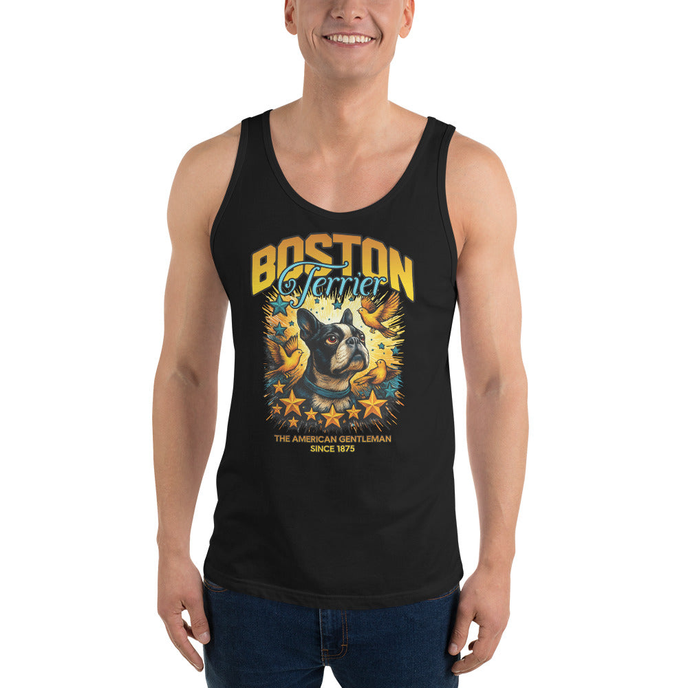 Stars And Birds Boston Terrier Dog Since 1875 Unisex Tank Top .
